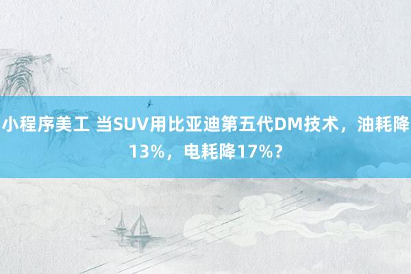 小程序美工 当SUV用比亚迪第五代DM技术，油耗降13%，电耗降17%？