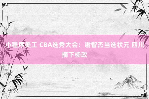 小程序美工 CBA选秀大会：谢智杰当选状元 四川摘下杨政