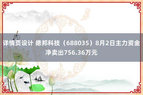 详情页设计 德邦科技（688035）8月2日主力资金净卖出756.36万元