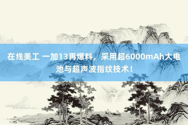 在线美工 一加13再爆料，采用超6000mAh大电池与超声波指纹技术！